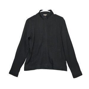 Exofficio Lightweight Jacket Womens Size M Black Zip Pockets Stretch Long Sleeve